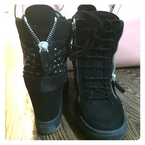 Giuseppe Zanotti black suede sneakers w/blk studs